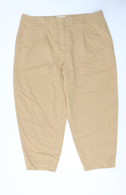 Womens UK Size 12 Marks and Spencer Relaxed Fit Chino Beige Trousers