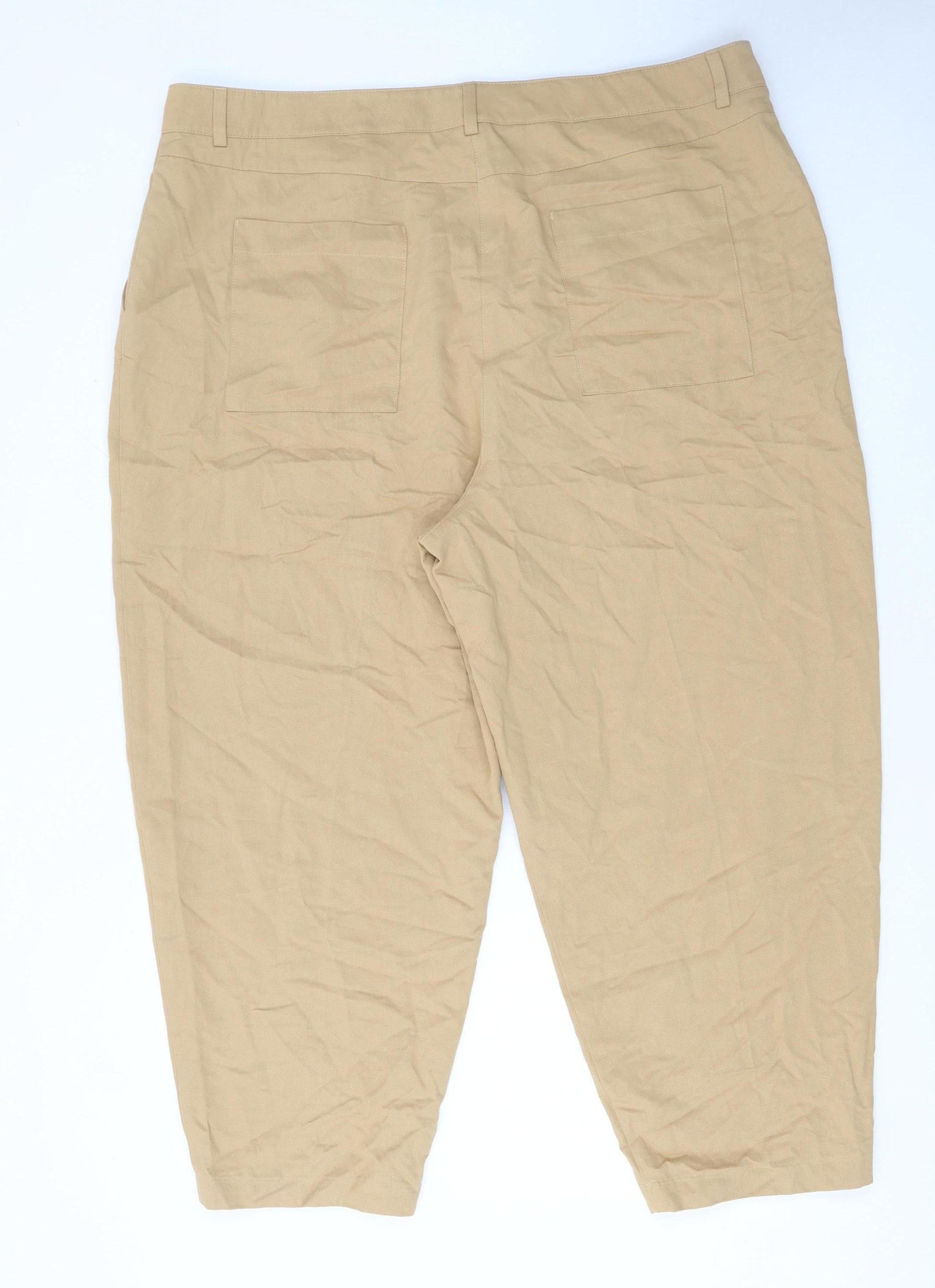 Womens UK Size 12 Marks and Spencer Relaxed Fit Chino Beige Trousers