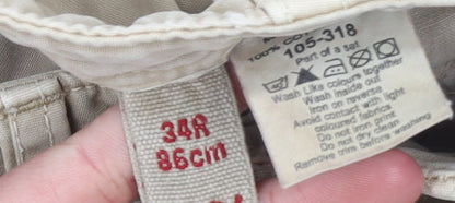 Next Men’s Beige Cargo Trousers 34R Cotton Adjustable Waist Casual