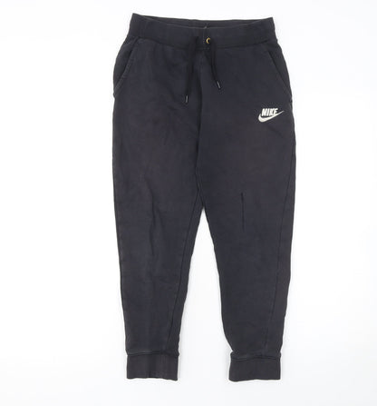 Nike Boys Black Jogger Trousers L (146-156cm) Cotton Blend Standard Fit