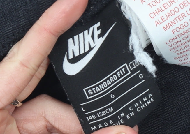 Nike Boys Black Jogger Trousers L (146-156cm) Cotton Blend Standard Fit