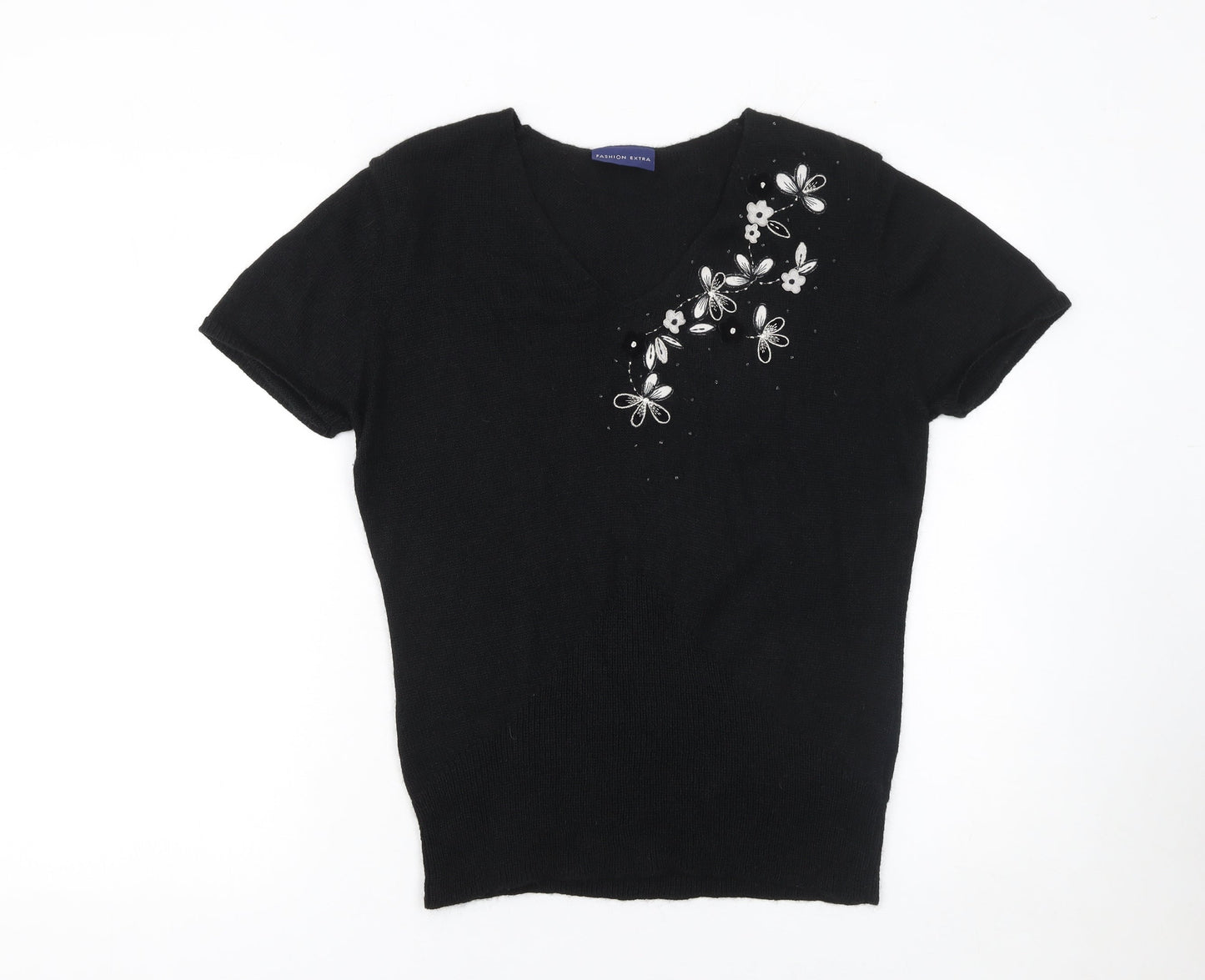 Womens UK Size 16 Fashion Extra Black Pullover Jumper