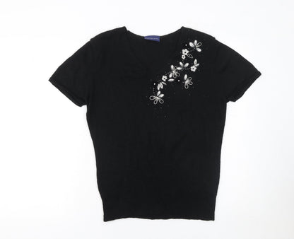 Womens UK Size 16 Fashion Extra Black Pullover Jumper