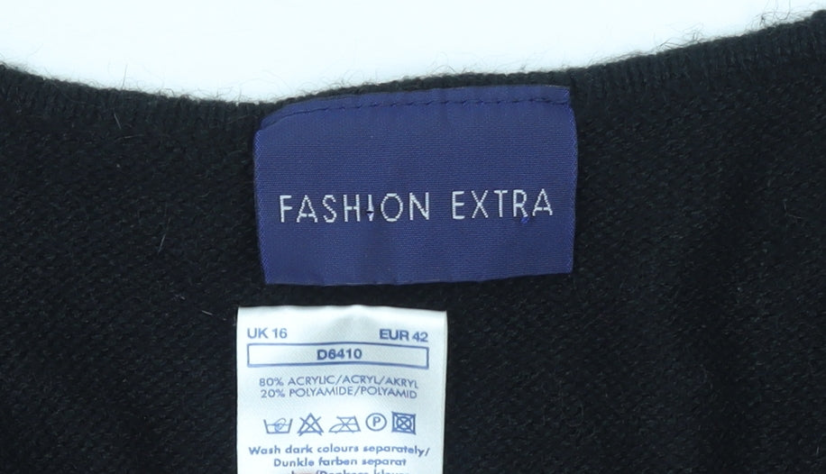 Womens UK Size 16 Fashion Extra Black Pullover Jumper