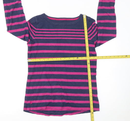 Joules Womens Navy Pink Striped Long Sleeve Cotton Top Size 10