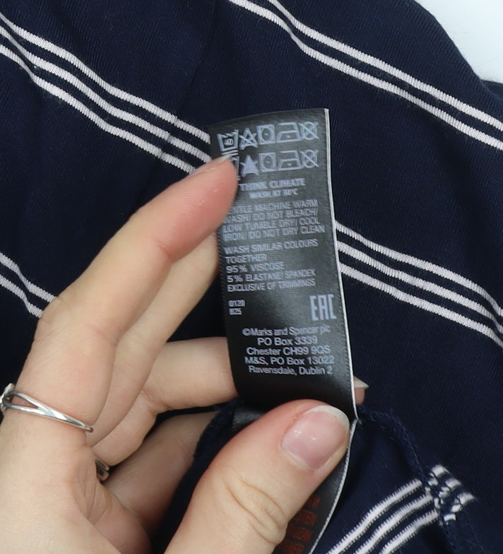 Marks and Spencer Womens Blue Stripe Shift Dress Size 16