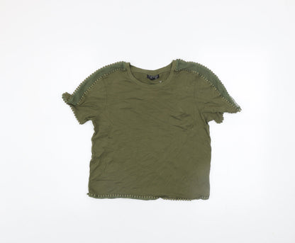 Womens UK Size 10 Topshop Green Basic T-Shirt