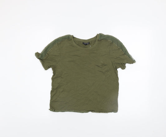 Womens UK Size 10 Topshop Green Basic T-Shirt