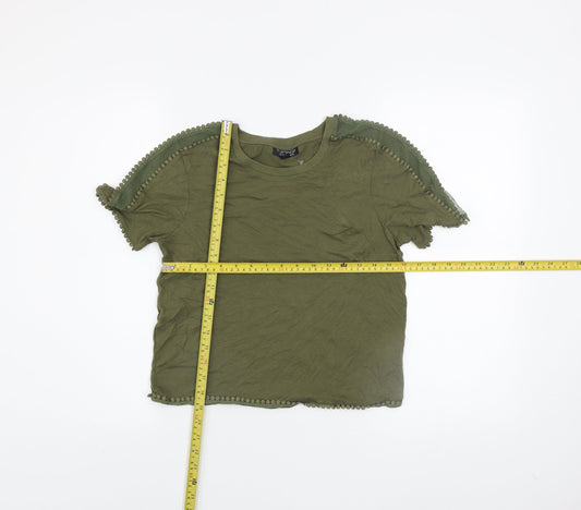 Womens UK Size 10 Topshop Green Basic T-Shirt