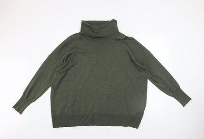 Celtic & Co. Men's Green Merino Wool Roll Neck Jumper Size M