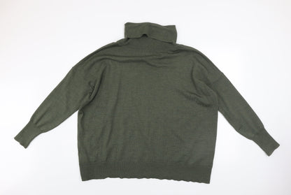 Celtic & Co. Men's Green Merino Wool Roll Neck Jumper Size M