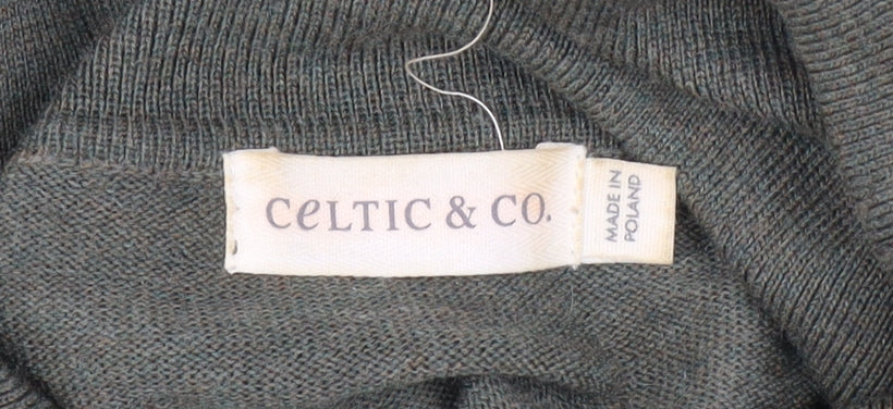 Celtic & Co. Men's Green Merino Wool Roll Neck Jumper Size M