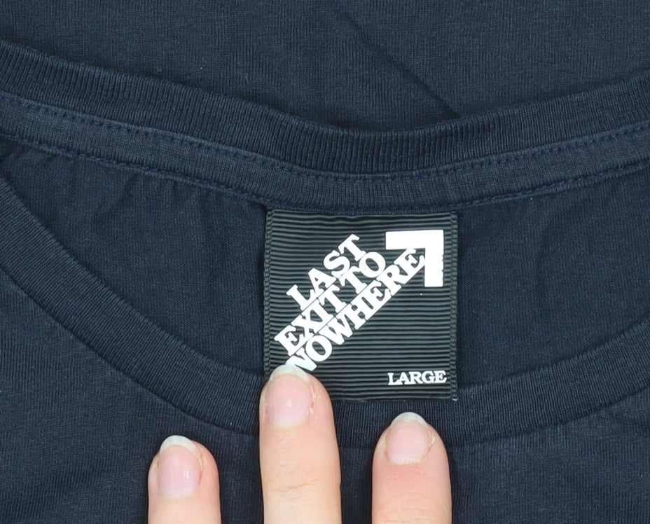 Womens UK Size L Last Exit to Nowhere Black Basic T-Shirt
