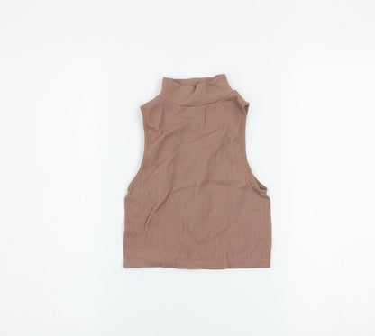 Womens UK Size XS Zara Brown Cropped Tank