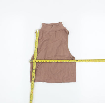 Womens UK Size XS Zara Brown Cropped Tank