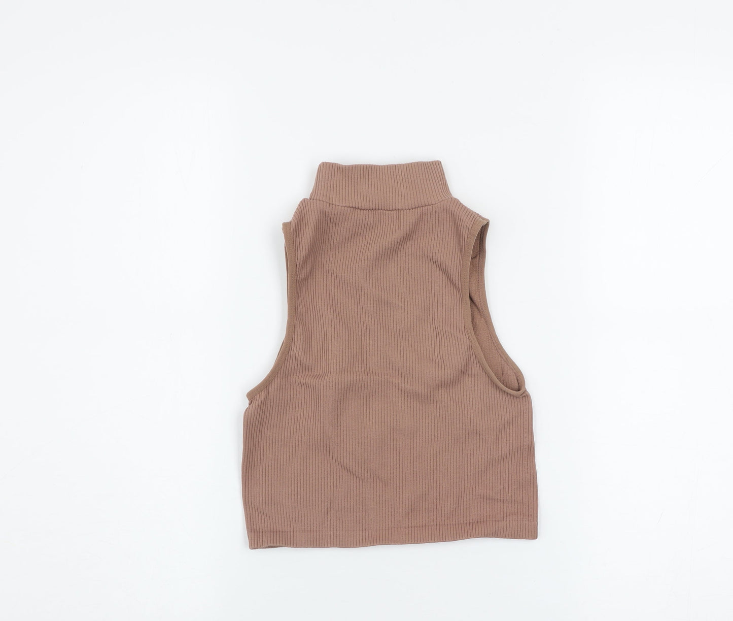 Womens UK Size XS Zara Brown Cropped Tank