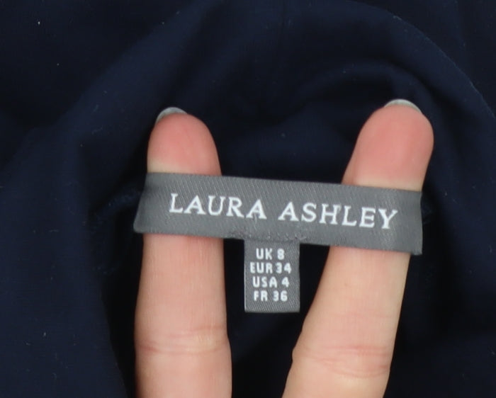 Laura Ashley Women’s Blue Roll Neck Long Sleeve Jersey Top UK 8
