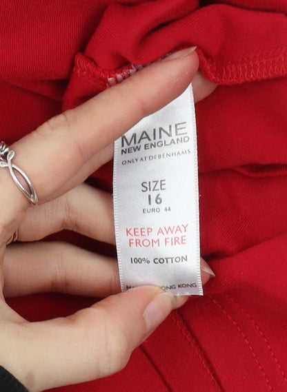 Maine New England Women's Red Cotton Polo Shirt Size 16