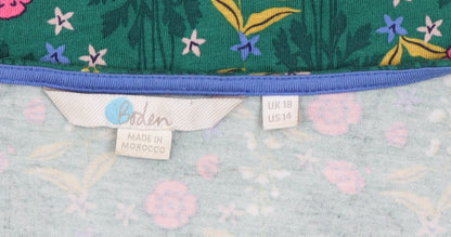 Boden Womens Green Floral Wrap Blouse Top UK 18 Short Sleeve Viscose