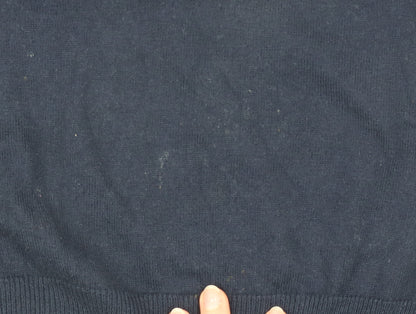 WoolOvers Men's Blue V-Neck Cotton Cashmere Jumper Size S