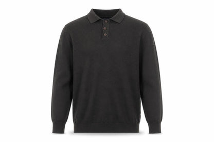 Tom Penn Men's Brown Slim Fit Long Sleeve Cotton Polo Shirt M