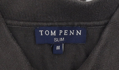 Tom Penn Men's Brown Slim Fit Long Sleeve Cotton Polo Shirt M