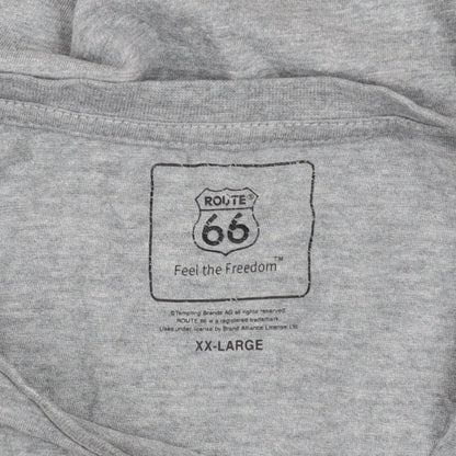 Route 66 Men’s Grey 2XL Graphic Motorcycle T-Shirt Cotton Crew Neck