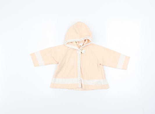 Chloé Girls Beige Hooded Knit Coat 2 Years Cotton Wool Blend