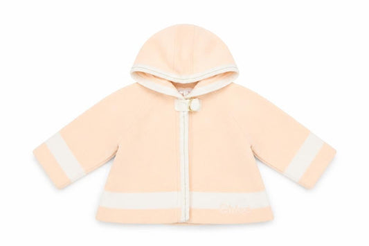 Chloé Girls Beige Hooded Knit Coat 2 Years Cotton Wool Blend