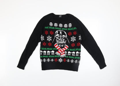 Star Wars Men’s Black M Christmas Jumper Darth Vader Knit Sweater