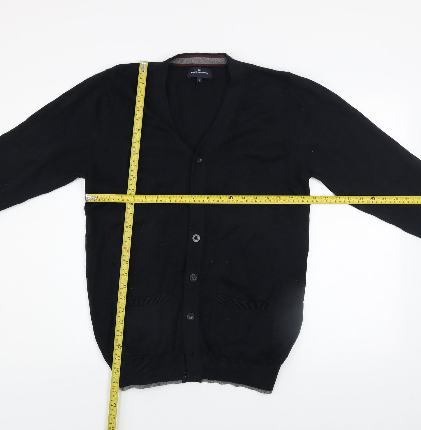 Marks and Spencer Men's Black Cotton Long Sleeve Cardigan S