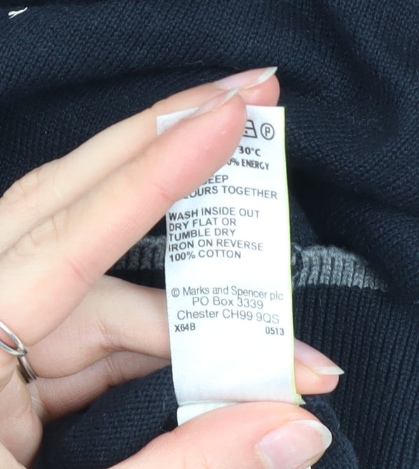 Marks and Spencer Men's Black Cotton Long Sleeve Cardigan S