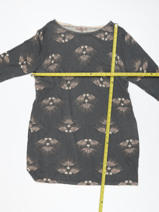 Next Women’s Grey Geometric Shift Dress Size 18 Long Sleeve Knit