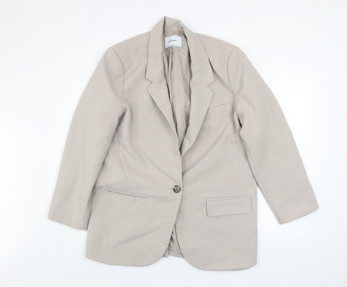 Unisex Adults UK Size L Stradivarius Beige Basic Jacket