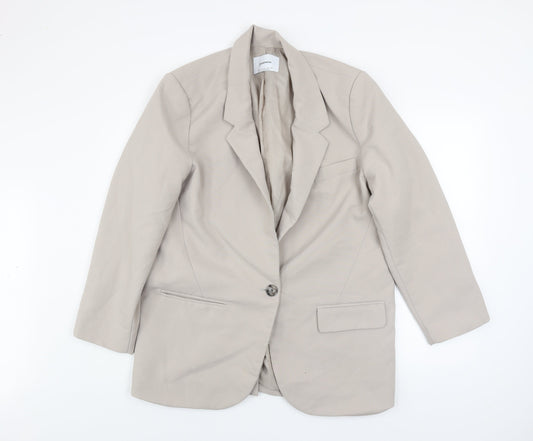 Unisex Adults UK Size L Stradivarius Beige Basic Jacket