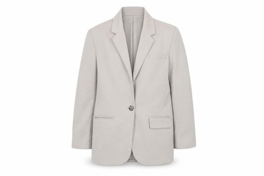 Front view of Stradivarius unisex beige regular fit lined blazer, size L