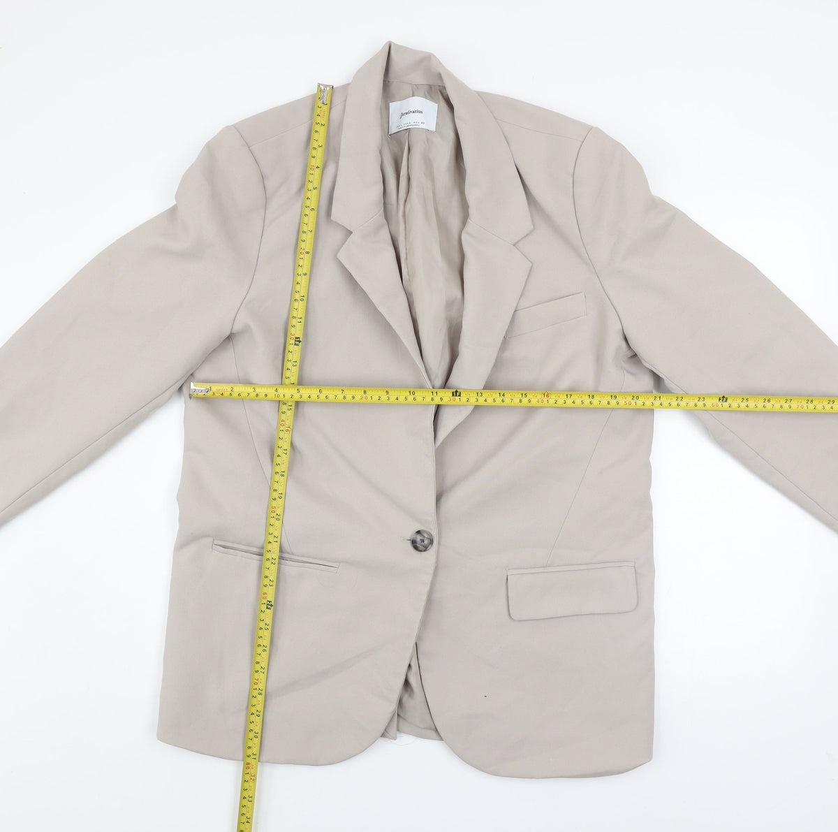 Unisex Adults UK Size L Stradivarius Beige Basic Jacket