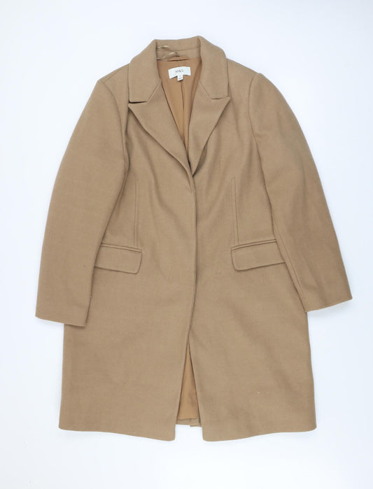 Marks and Spencer Women's Beige Long Overcoat Size 16 Classic Polyester Lined