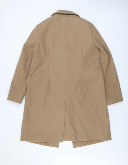 Marks and Spencer Women's Beige Long Overcoat Size 16 Classic Polyester Lined
