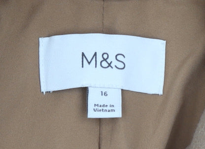 Marks and Spencer Women's Beige Long Overcoat Size 16 Classic Polyester Lined