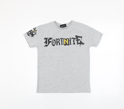 Fortnite Boys Grey Short Sleeve Graphic T-Shirt Size M Cotton Blend