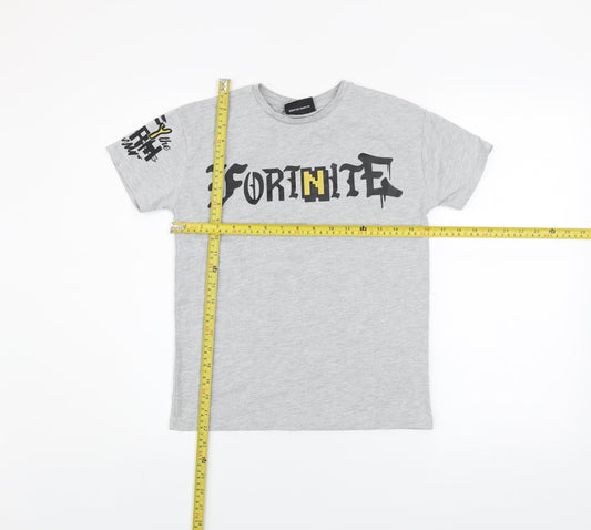 Fortnite Boys Grey Short Sleeve Graphic T-Shirt Size M Cotton Blend