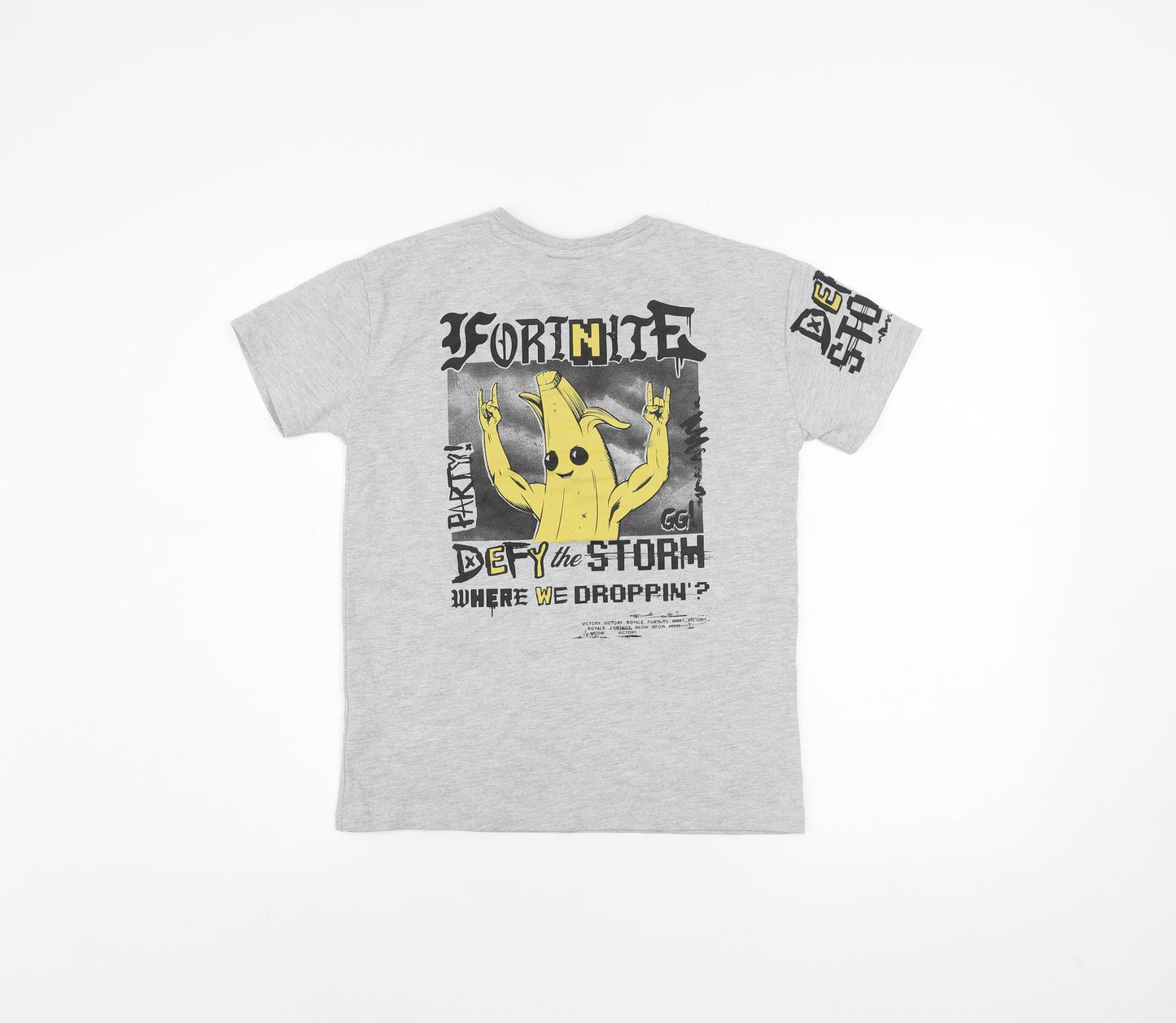 Fortnite Boys Grey Short Sleeve Graphic T-Shirt Size M Cotton Blend