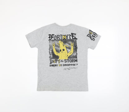 Fortnite Boys Grey Short Sleeve Graphic T-Shirt Size M Cotton Blend