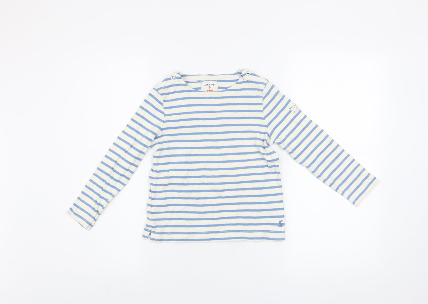 Joules Girls Blue Striped Long Sleeve Cotton Nautical T-Shirt 8 Years