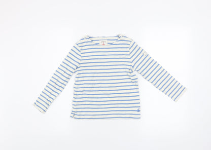Joules Girls Blue Striped Long Sleeve Cotton Nautical T-Shirt 8 Years