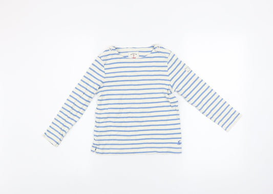 Joules Girls Blue Striped Long Sleeve Cotton Nautical T-Shirt 8 Years