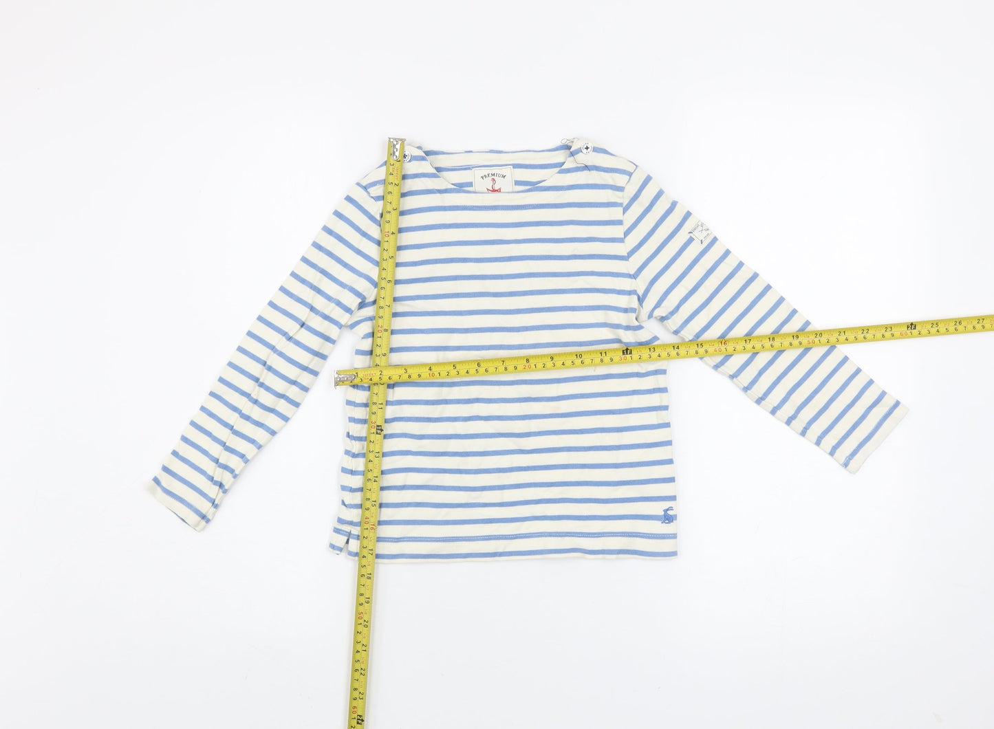 Joules Girls Blue Striped Long Sleeve Cotton Nautical T-Shirt 8 Years