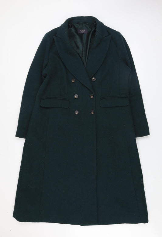 Marks and Spencer Women’s Green Wool Blend Long Overcoat UK 16