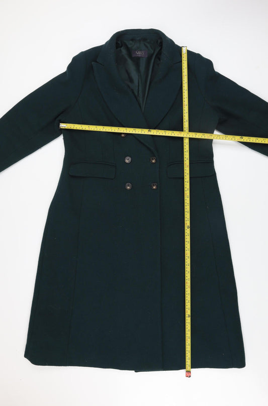 Marks and Spencer Women’s Green Wool Blend Long Overcoat UK 16